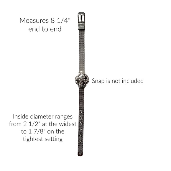 Snap Charm Bracelet Stainless Steel for 1 Standard Size Snap - Adjustabl… - Picture 2 of 6